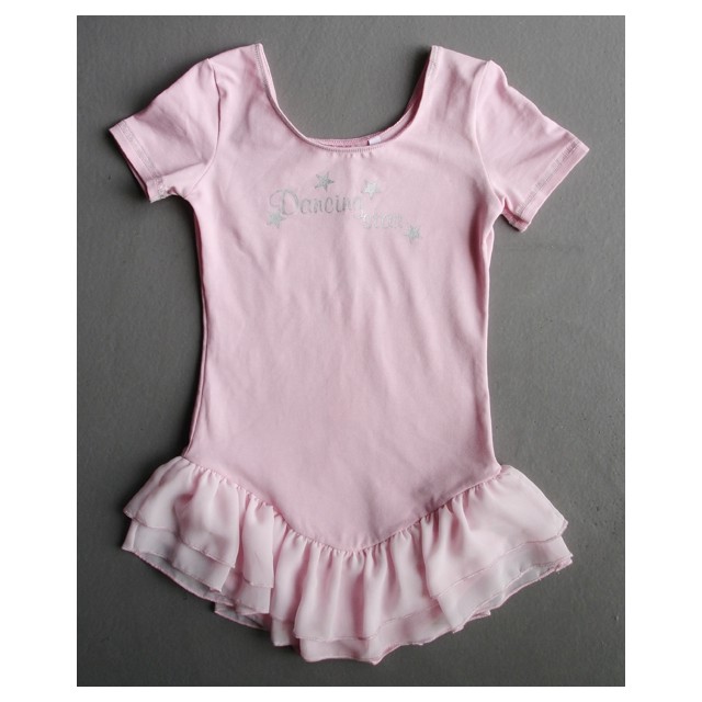 Papillon 234PK4911 roze kinderballetpak korte mouwen en kort rokje voorkant 