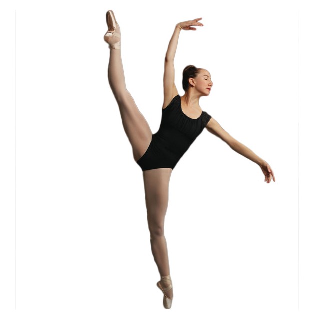 Capezio 10187 zwart balletpak voor dames lage rug voorkant 