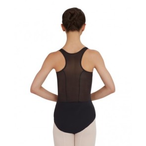 Capezio TC0017W dames balletpak hemdmodel mesh op rug zwart achterkant