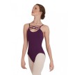 Capezio TC0040W balletpak spaghettibandjes gekruist op de borst voorkant paars