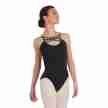 Capezio TC0040W balletpak spaghettibandjes gekruist op de borst voorkant zwart 