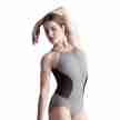 Capezio 10685W grijs balletpak dunne bandjes open rug voorkant