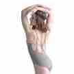 Capezio 10678W grijs balletpak dunne bandjes lage rug achterkant 
