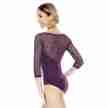 SoDanca E10999 dames balletpak met lange mouwen van kant paars achterkant 