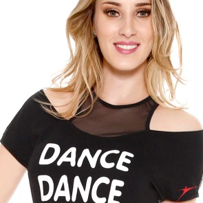 T-shirt met open schouders E11159 Black
