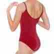 SoDanca RDE8008 dames balletpak spaghettibandjes ronde rug rood achterkant 