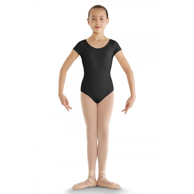 Bloch CL8832 kinderen balletpakje korte mouw zwart voorkant