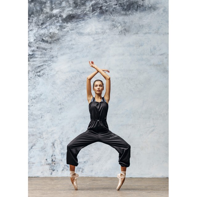 Grishko 0403PT Bowie Warm-Up Unitard Lang Zwart