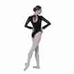 Sansha zwart dames balletpak met lange mouwen achterkant
