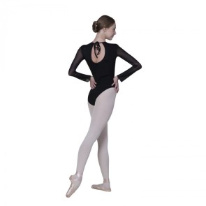 Sansha zwart dames balletpak met lange mouwen achterkant