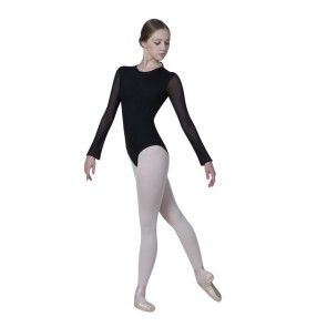 Sansha zwart dames balletpak met lange mouwen voorkant