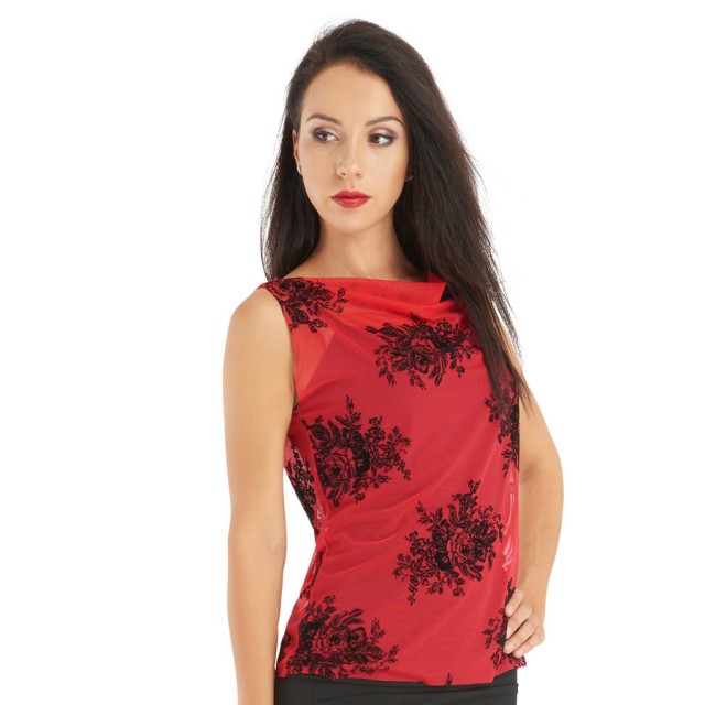 Rumpf MALAGA Dames top transparant, met waterval hals