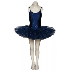 Katz glinsterende ballet tutu donker blauw voorkant