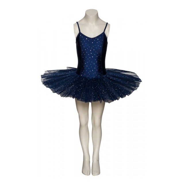 Katz glinsterende ballet tutu donker blauw voorkant