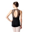 Luli LUF548 zwart dames balletpak zonder mouwen open rug achterkant 