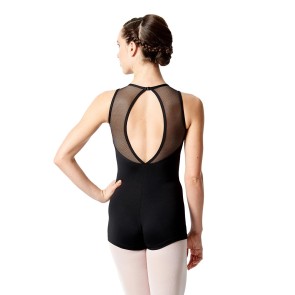 Luli LUF548 zwart dames balletpak zonder mouwen open rug achterkant 