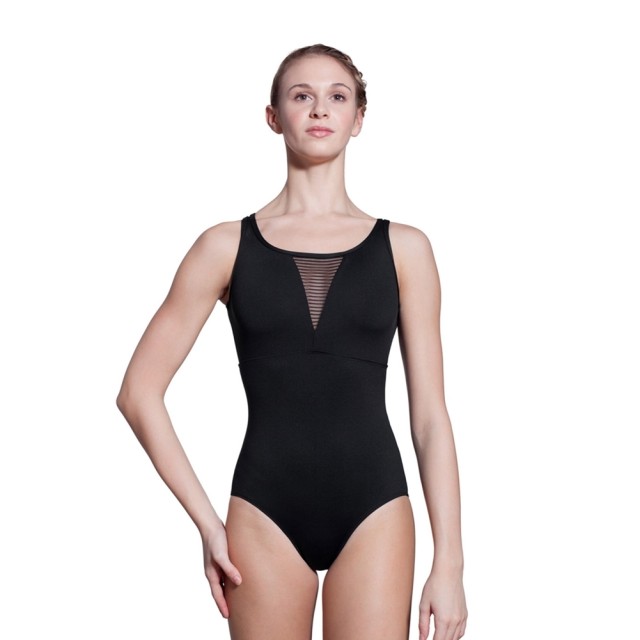 Lulli LUF442 dames balletpak met ronde hals zwart voorkant