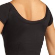 Capezio BX400 dames balletpak met korte mouwen en ronde rug zwart 