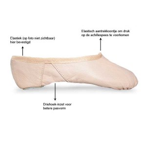 Alista Tradition Leren Balletschoenen Splitzool meisjes zalm roze