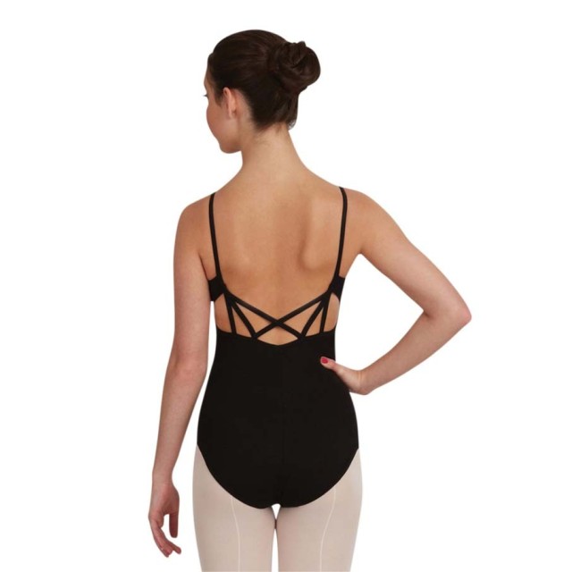 Capezio CC124  zwart dames balletpak met spaghettibandjes en lage rug 