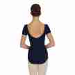 Capezio CC420 dames balletpak met mouwtjes en ronde rug zwart achterkant 