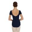 Capezio CC420 dames balletpak met mouwtjes en ronde rug zwart achterkant 