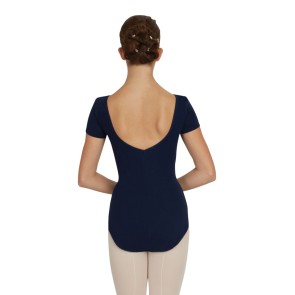 Capezio CC420 dames balletpak met mouwtjes en ronde rug zwart achterkant 