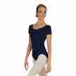 Capezio CC420 dames balletpak met mouwtjes en ronde rug zwart voorkant 