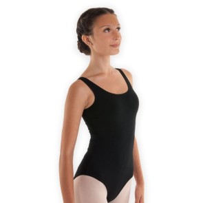Alista Dancer Basics  Zwart balletpak met brede bandjes - Ronde hals - Katoen/spandex - Ingebouwde sporttop - Rondo