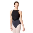 Balletpakje voor dames - Zwart/grijs - Gesloten halslijn - Smalle schouderbandjes - Tactel/spandex - Lulli LUF515