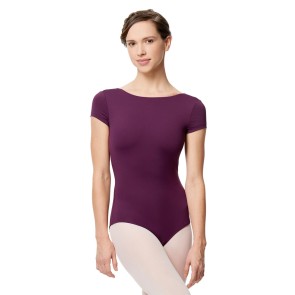 Balletpak met korte mouwen - Vierkante lage rug - Zwart - Khaki - Tactel/spandex - Voor dames - Lulli LUB286