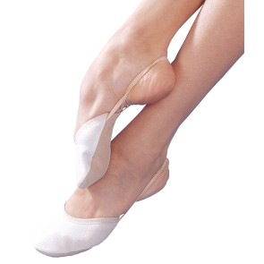 Schoentjes voor ritmisch gymnastiek - Elastiek om de hiel - Roze/wit/zwart - Canvas - Suède zool - Grishko Model 1 03051C