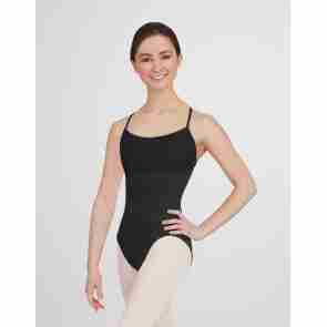 Zwart balletpak voor dames met gekruiste bandjes - Kant aan de voorkant - Capezio 10318