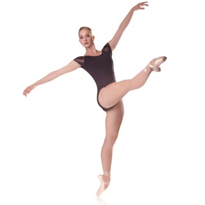 Zwart balletpak dames met kapmouwtjes Sansha