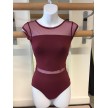 Capezio Skylight Breeze Cap Sleeve Leo bordeaux met doorzichtige mesh taille