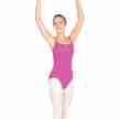Capezio BD110 roze balletpakje met ingebouwde bh spaghettibandjes voorkant 