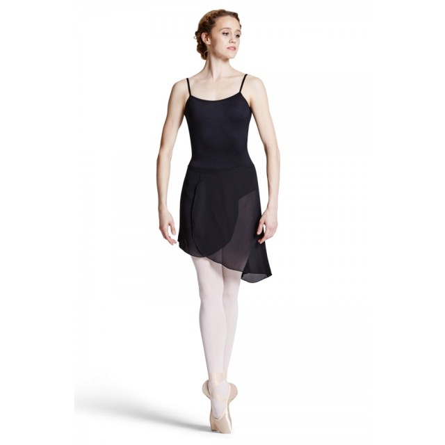 Bloch R8811 dames asymmetrische ballet wikkelrok zwart voorkant