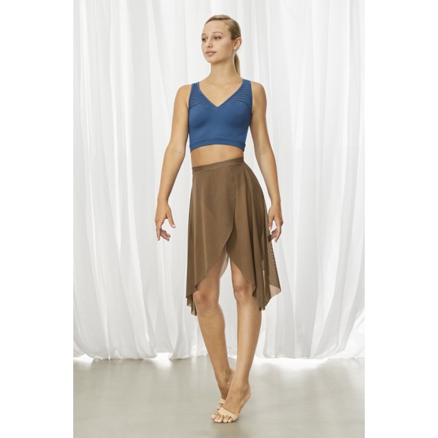 Bloch R3531 dames dansrok met dubbele overslag bruin