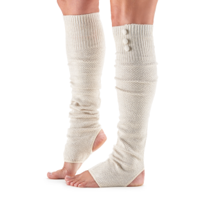 ToeSox Rae beenwarmers met knoopjes detail en hielgat in zwart met bio katoen