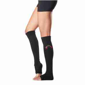ToeSox Jojo Forever zwarte Beenwarmers zonder hielgat met print detail - 60 cm