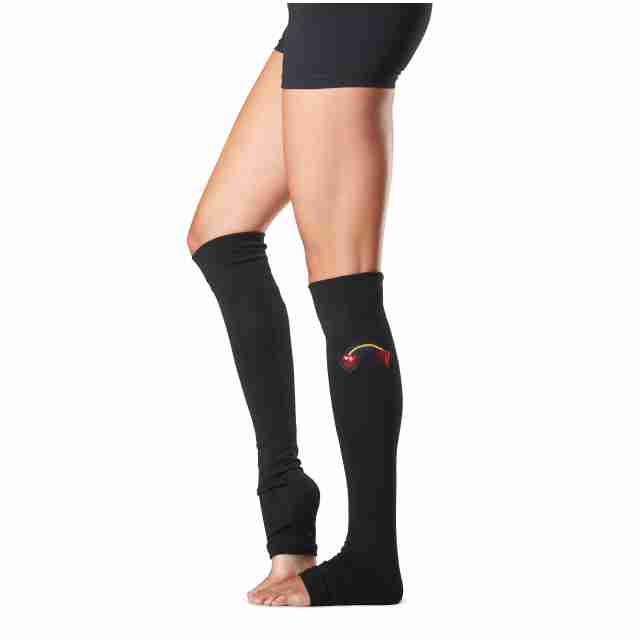 ToeSox Jojo Forever zwarte Beenwarmers zonder hielgat met print detail 60 cm