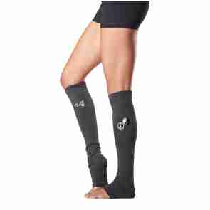 ToeSox Jojo Revolution zwarte Beenwarmers zonder hielgat met print detail - 60 cm