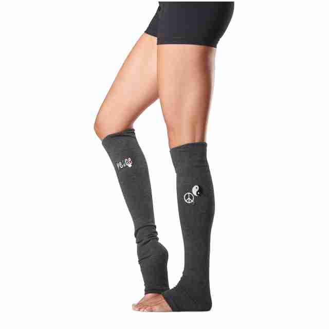 ToeSox Jojo Revolution zwarte Beenwarmers zonder hielgat met print detail 60 cm