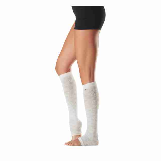 ToeSox Jojo Feliz witte Beenwarmers zonder hielgat voor Pilates en Yoga 60 cm