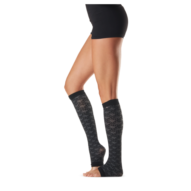 ToeSox Jojo Night zwarte Beenwarmers zonder hielgat voor Pilates en Yoga 60 cm