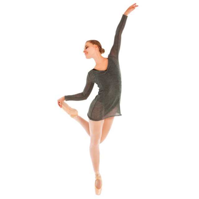 Sansha Kanisha Doorzichtige Grijze Danstop met Lange Mouwen