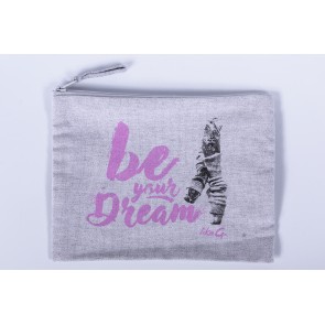 LikeG Katoenen Tasje met Ritssluiting en Tekst Zwart en Grijs