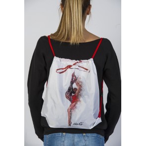 LikeG Witte Polyester Rugtas met Print van Ritmische Gymnaste 