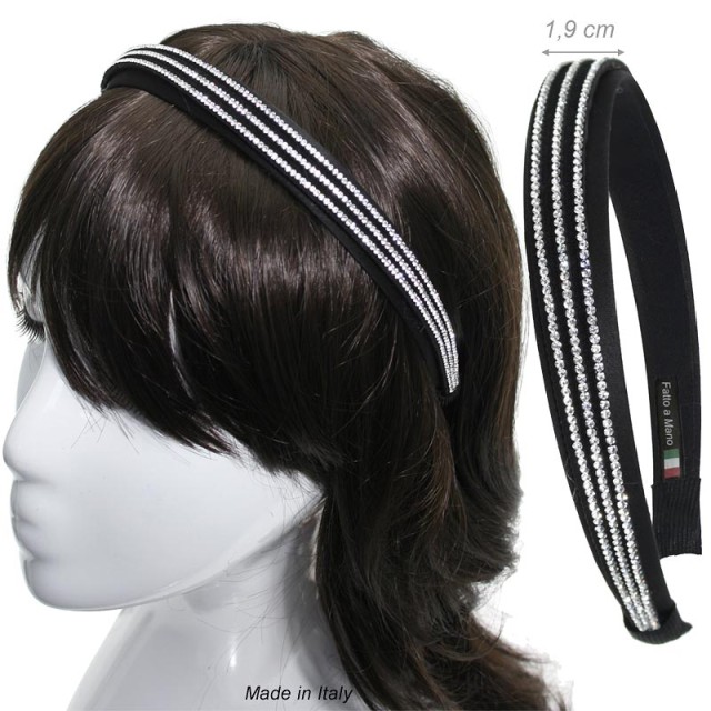 Alista Haarband met 3 Strass rijen zwart