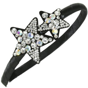 Alista Zwarte Satijnen Haarband Met 2 Strass Sterren